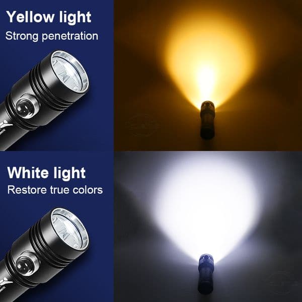 Super Bright Diving Flashlight Portable 80 Meters IPX8 Diving Torches Waterproof Diving Lamp Underwater Hunting Lantern Fishing