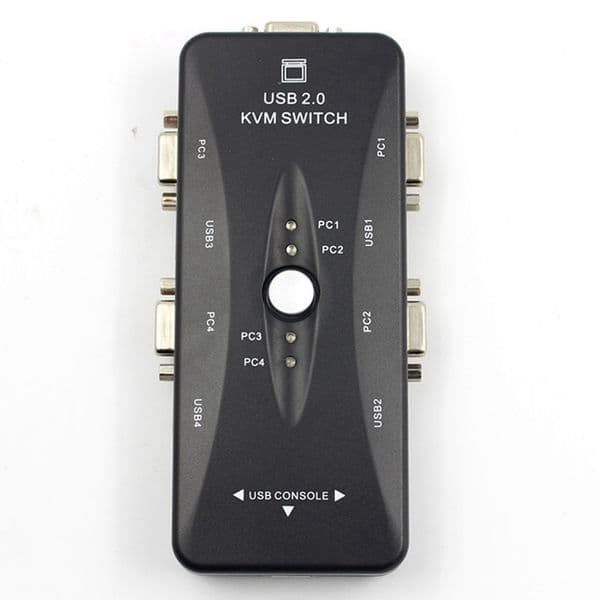 One new For Four 4 Port USB 2.0 KVM Switch Box + 4 KVM Cables 2025 Keyboard Monitor VGA SVGA PC Laptop