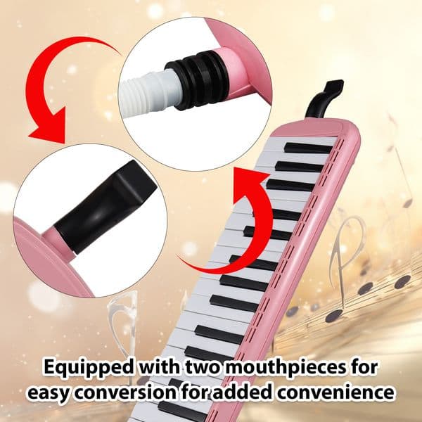 37 Keys Melodica Instrument Melodica Air Piano Keyboard with 2 Soft Blow Pipe 2 Blowing Nozzles for Beginners Adults Gift