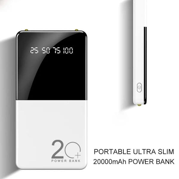 20000mah Ultra-thin Power Bank Portable Charger External Battery Powerbank With Led Display Flashlight for Xiaomi Samsung IPhone