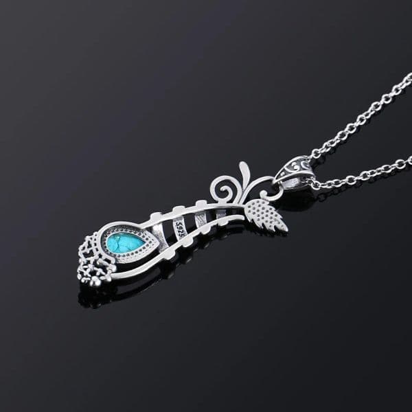 Vintage S925 Sterling Silver Jewelry Pendant Necklace Women's Fansy Grape Plant Shape Natural Turquoise Long Pendants Gifts