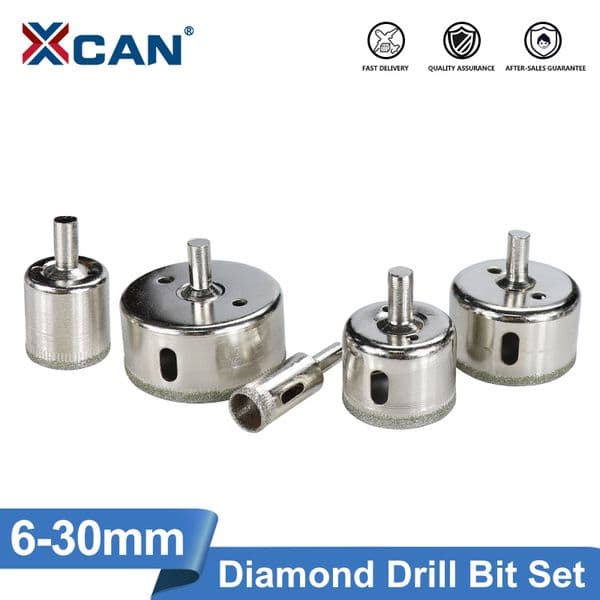 XCAN 10pcs Diamond Coated Drill Bit Set 6-30mm Hole Saw Kit for Glass Marble Granite Stone Tile Ceramic Hole Saw Drilling Bit