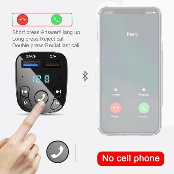 Car FM Transmitter Bluetooth 5.0 Handsfree Car Kit Audio MP3 Modulator 2.1A Player Audio Receiver 2 USB Fast Charger For iPhone