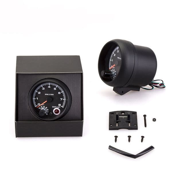 RPM Gauge with Shift Light RPM Meter LCD Display Electrical Tachometer Gauge Blue Backlight 0-8000RPM Auto Universal Accessories
