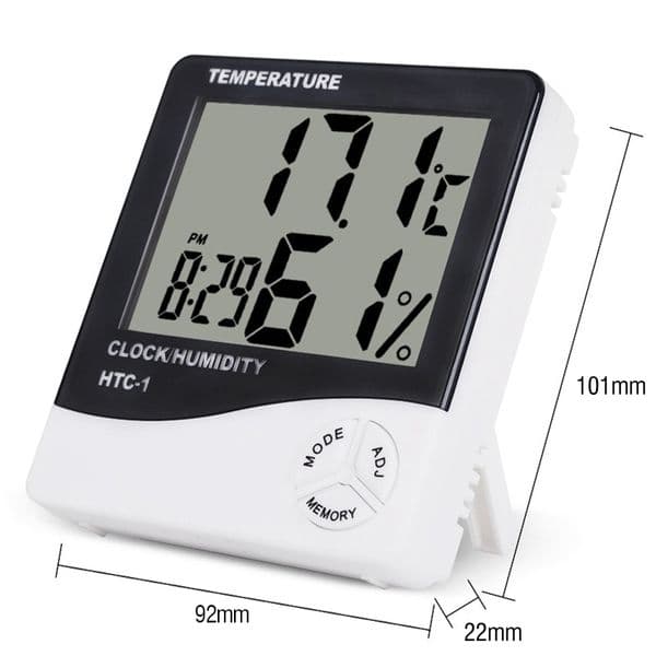 Accurate Digital Indoor Thermometer Hygrometer HTC-1 AAA Battery Operated Temperature Humidity Meter Clock for Home