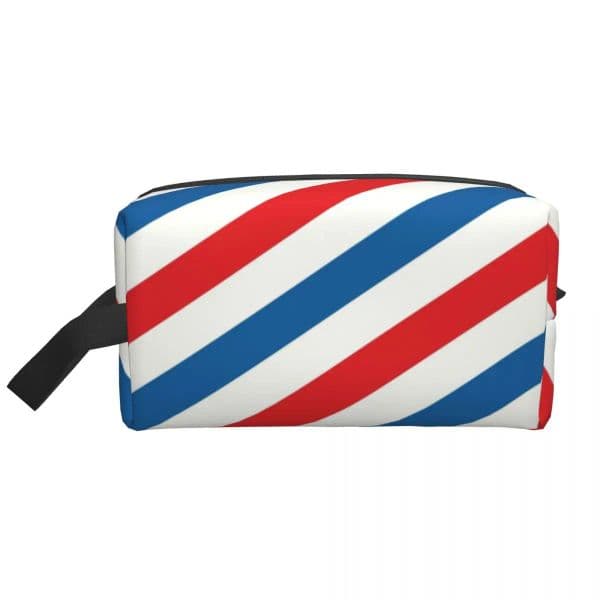 Classic Barber Pole Red Blue Stripes Travel Toiletry Bag Women Hairdresser Cosmetic Makeup Organizer Beauty Storage Dopp Kit