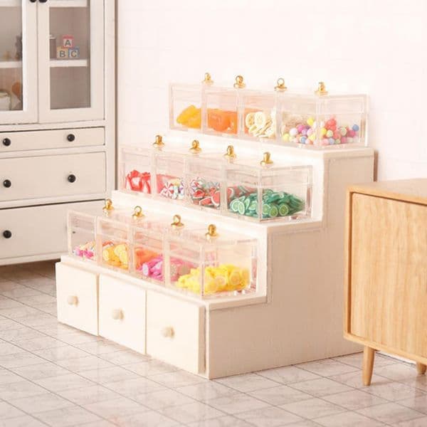 Dollhouse Room Decor Charming 1 12 Dollhouse Miniature Supermarket Display Shelves Food Candy Drink Accessories for Doll House