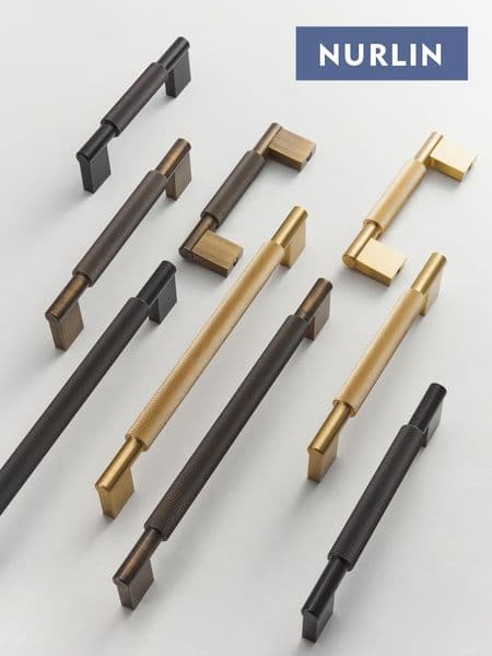 Nurlin New Solid Brass Knurling Brushed Cross Brass Cabinet Long Appliance Pull Bar Furniture Refrigerator Door Kitchen handle
