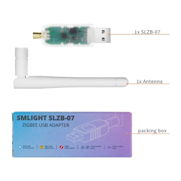 Zigbee2MQTT new to USB adapter 2025 With Bluetooth EFR32MG21 Home Assistant ZHA SLZB-07 Zigbee 2.4 GHz SMA antenna for data and power