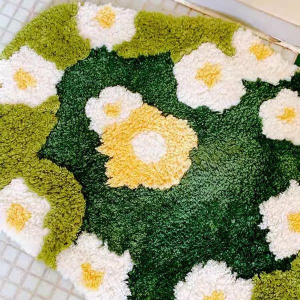Tufting Moss Bedroom Rug Bathroom Mat Soft Meadow Plants Living Room Carpet Bedside Floor Pad Doormat Tidy Aesthetic Home Decor