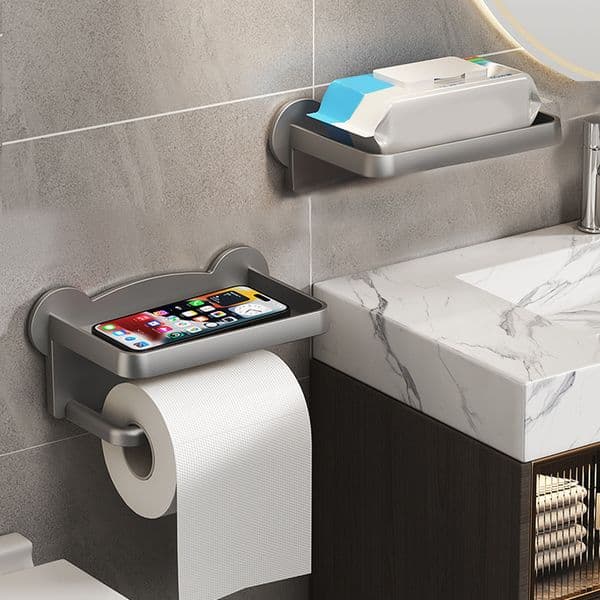Toilet Paper Stand Wall Mounted Toilet Paper Dispenser Bathroom Paper Towel Holder Soap Phone Holder Kitchen Paper Storage Rack