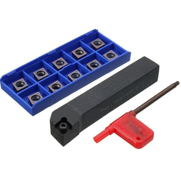 12pcs CCMT09T304 Carbide Insert Blade SCLCR1616H09 12x100mm Lathe Tool Holder T15 Wrench Metalworking Turning Tools Parts