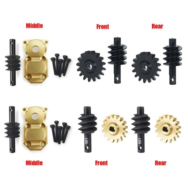 YEAHRUN Front/Rear/Middle 16T Axle Gear Diff Shell Cover Set for Axial SCX24 1/24 RC Crawler Car Truck 6x6 Modified Upgrade Part