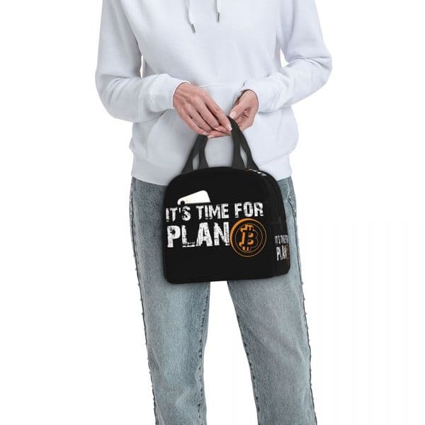 It's Time For Plan Bitcoin Lunch Bag Women Cryptocurrency Blockchain Portable Cooler Thermal Insulated Lunch Box School Food Bag