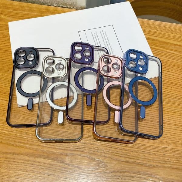 Luxury Clear Plating Magnetic For Magsafe Wireless Charging Case Soft TUP Cover Shockproof For iPhone 16 15 14 Plus 13 12 11 Pro Max Samsung S22 S23 S24 FE S25 Ultra Plus