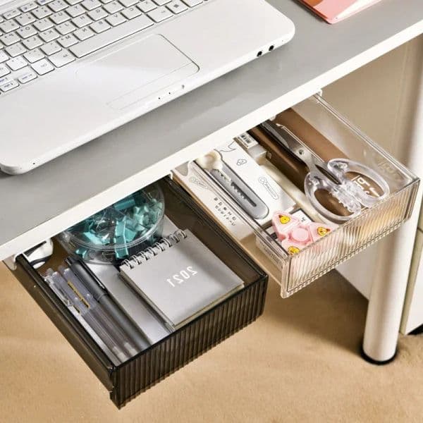 New Drawer 2025 Type Storage Box Under Desk Punch Free Self Stick Desktop Organizer Invisible Office Stationery new Sundry Storage Drawer