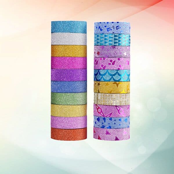 20 Rolls Gold Decor Adhesive Tapes Paper Sticker DIY Label Craft M Glitter Stickers