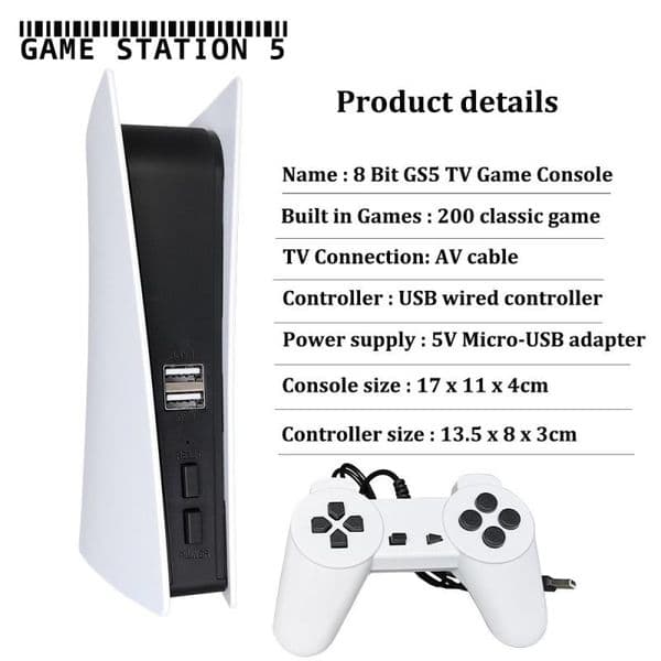 Gaming Console Retro Support Tv Output Handheld Game Player Mini 200 Classic Games Usb Wired Controller Gifts For Adults Kids