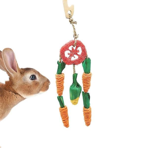 Rabbit Chew Toys For Teeth Colorful Bird Foraging Toy Parrot Chewing Toy Carrot Shape Bite-Resistant Rabbit Toy For Chinchillas
