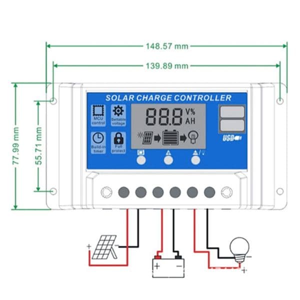 Hot New Solar Controller Professional Dual USB 12V/24V 10A Solar Panel Controller Battery Charge Regulator LCD Display Regulator