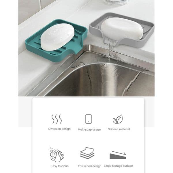 With Built-in Drain Lip Silicone Brush Sponge Bottles Organizer Soap Storage Holder Soap Dish Sink Tray Washstand Shelf