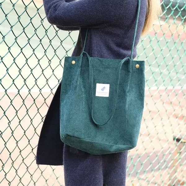 Womens Corduroy shoulder shopping bag reusable casual outdoor party handbag 2024 model with button eco-friendly organizers womens handbag 241112