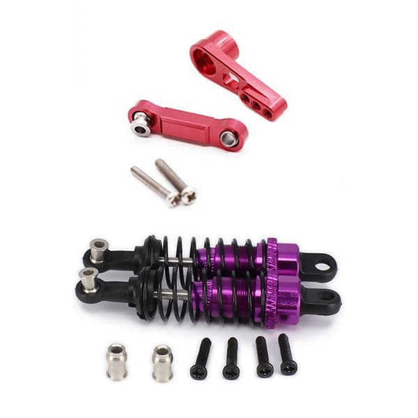 2 Set RC Car Part: 1 Set Oil Adjustable 65Mm Shock Absorber Damper & 1 Set 25T Servo Arm Horn Servo Pull Rod