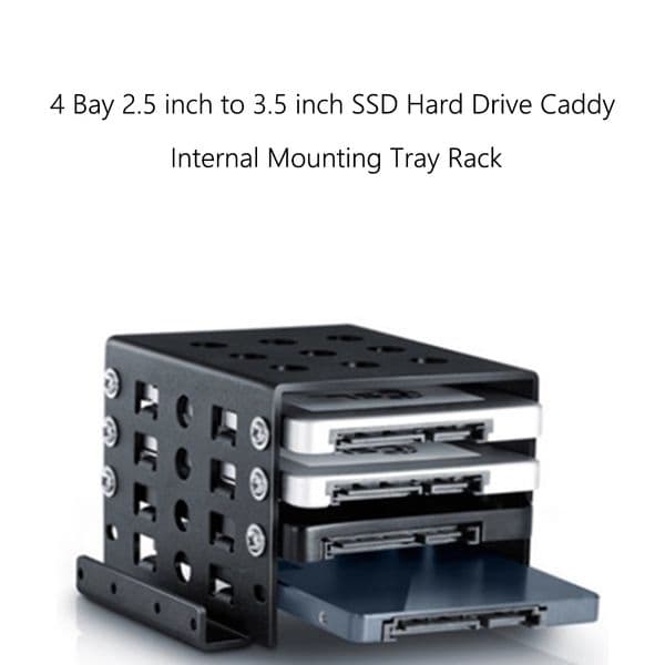 4 Bay 2.5 inch to 3.5 inch SSD Hard Drive Caddy Aluminum Alloy Computer Holder Bracket Dock Holder SSD Tray