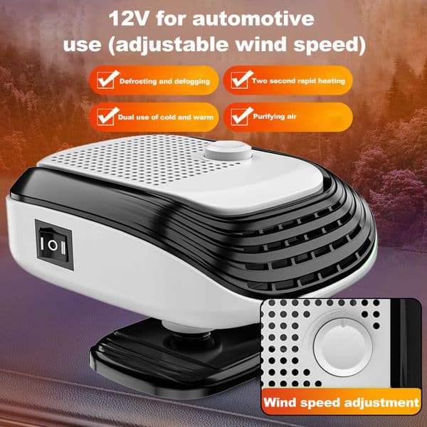 12V/24V Car Windshield Defogger Defroster 2 in 1 Electric Heater Fan Defogging Defrosting Heating Fan Anti-Fog Automobile Heater