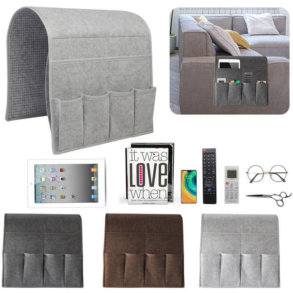 Felt Bedside Storage Bag Organizer Bed Desk Bag Sofa TV Remote Control Hanging Caddy Couch Storage Organizer Bed Holder Pockets