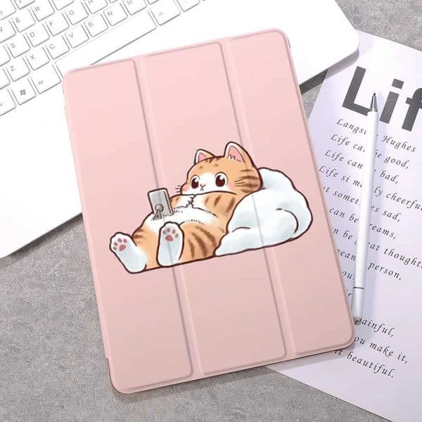 Hot Sale Cartoon Cat Leather Tablet Cover Suitable for iPad Pro 11 Case 2024 10th Generation Air 4 5 Pro 11 Funda 20 10.2 9th 8th 7th 6th Air 3 T241115