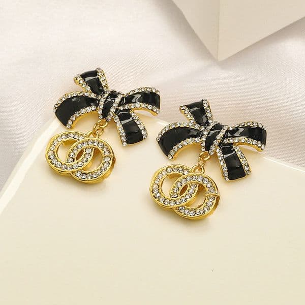 Luxury Designer Earring Brand Letter Classic Bow Dangle Earrings for women party lovers gift engagement jewelry