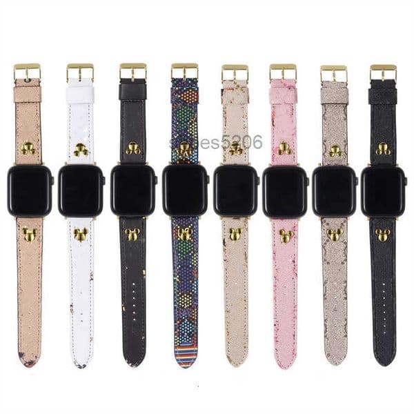 Smart Straps Fashion Designer Luxury For Apple watchband 41mm 42mm 38mm 40mm 44mm 45mm 49MM iwatch 2 3 4 5 6 7 SE Leather Bracelet Stripes watch band watchbands