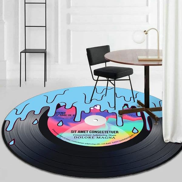 120cm round soft area rug non slip plush carpet for bedroom living room music style floor mat for home decor