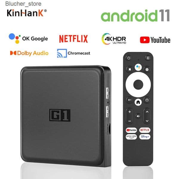 Set Top Box KINHANK G1 Android TV Box With Netflix 4K Ultra HD Google Certified Dolby Vision HDR10+ 4G 32G WiFi6 Streaming Media Device Z260130