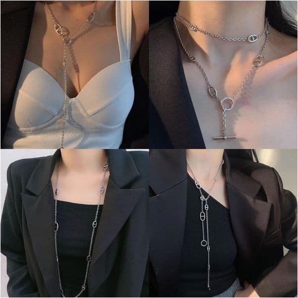 Luxury long ot sweater chain v gold overlapping wearing designer jewelry with diamonds necklace