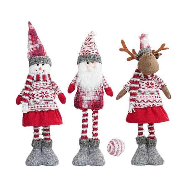 Holiday Standing Plush Doll Christmas Santa Snowman Elk Table Display Party Home Winter Decor
