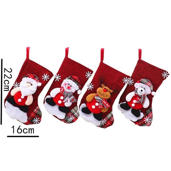 Holiday Fireplace Hanging Stocking Christmas Gift Sock Santa Reindeer Snowman Wall Tree Decor