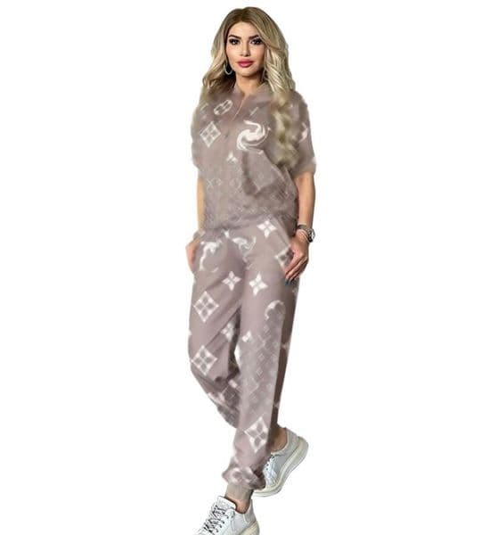 Summer Brand new Two Piece Pants Tracksuit Women s desinger Casual Print short sleeves thin Jacket and Sweatpants Sets Casual Outfits clothing
