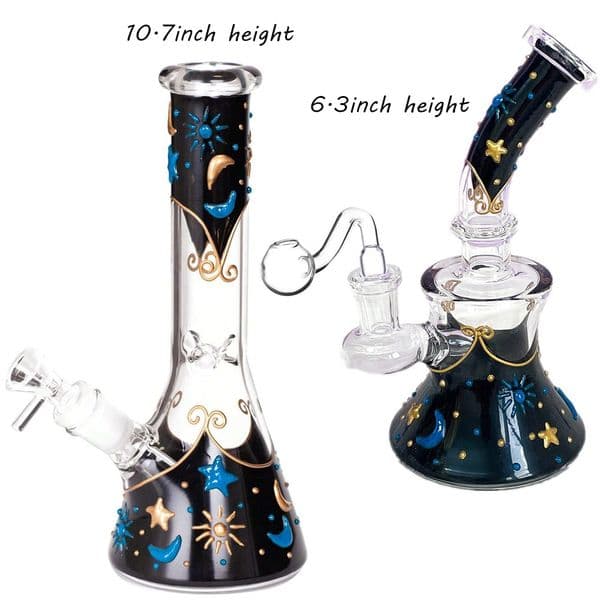 Heady Beaker 10" Water Pipes Thick Glass Bong Bubbler Downstem Perc 6" Oil Hookah Accessory for Smoking 14mm bowl