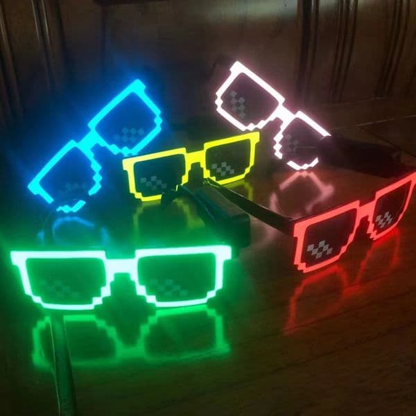 LED Light Up Wireless Led Pixel Sunglasses Party Halloween Glow in the Dark Glasses