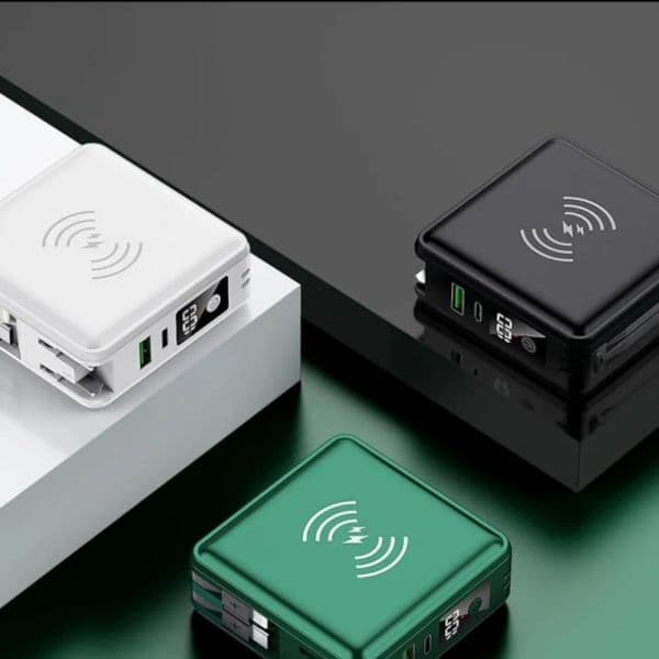 5 In 1 Wireless Charging Bank Travel Fast Charger Comes With Cable And Plug, Large Capacity Portable Mobile Power Supply