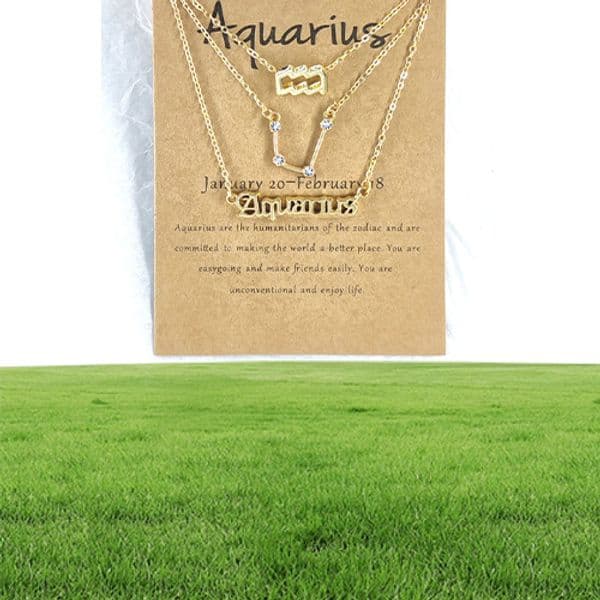 3pcs Zodiac Necklaces 12 Constellation Pendant Necklace Astrology Horoscope Old English Zodiac Sign Choker Jewelry with Message Ca