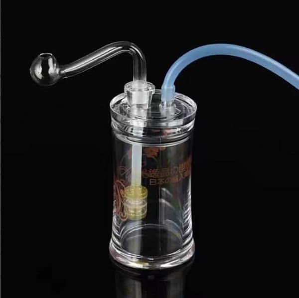 Mini Bubbler Water Bongs Portable for Travel Smoking Water Pipes Unbreakable Ash Catcher Bong with Male Glass Oil Burner Pipe