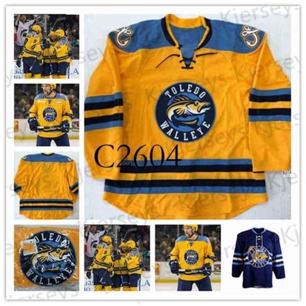 GC2604 MEN Toledo Walleye Hockey JERSEY 22 Naurato 86 Evan Rankin 30 Pearce 35 Pearce Mens Womens Youth 100% Embroidery Custom any name or number