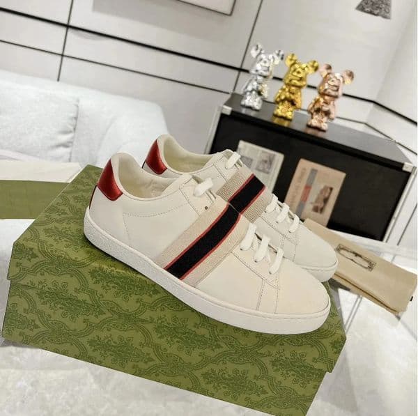 High Quality Genuine Leather Men Casual Sneakers Luxury Skateboard Print Design Flats Running Outdoor Womens Sport Shoes Walking Bottom Sneaker Couple Shoes