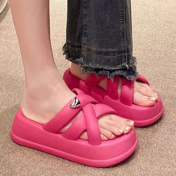 Summer Women Sandals Platform EVA Beach Vacation Slides Little Heart Decoration Thick Bottom Casual Slippers For Female 240613