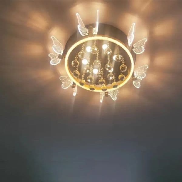 Crystal Chandeliers Living Room Headlight Nordic Simple Modern Interior LED Ceiling New butterfly flower ceiling lamps LL