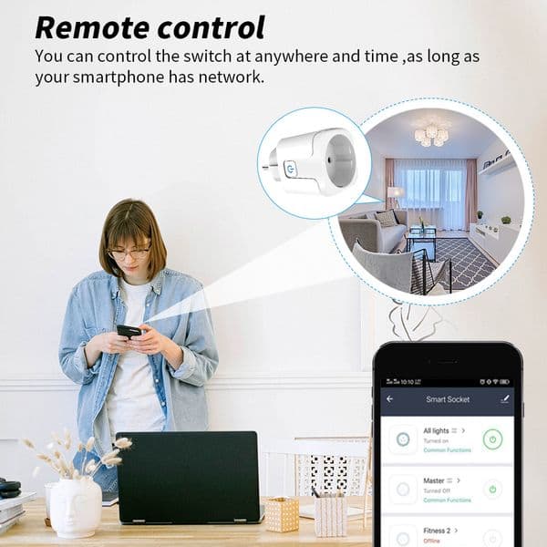 WiFi Homekit Smart Socket WiFi EU Plug 16A With Power Monitoring Timer Home Outlet Support Google Alice SmartThings Siri Alexa