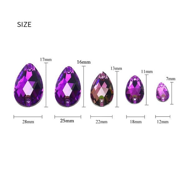 Teardrop Strass Crystals Glass Sew On Rhinestones for Needlework Flatback Stone Glitter Sewing Diamond Applique Clothes Dress